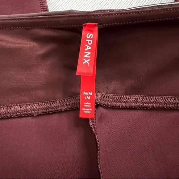SPANX High-Shine Faux Leather Leggings in Burgundy - Picture 15 of 16